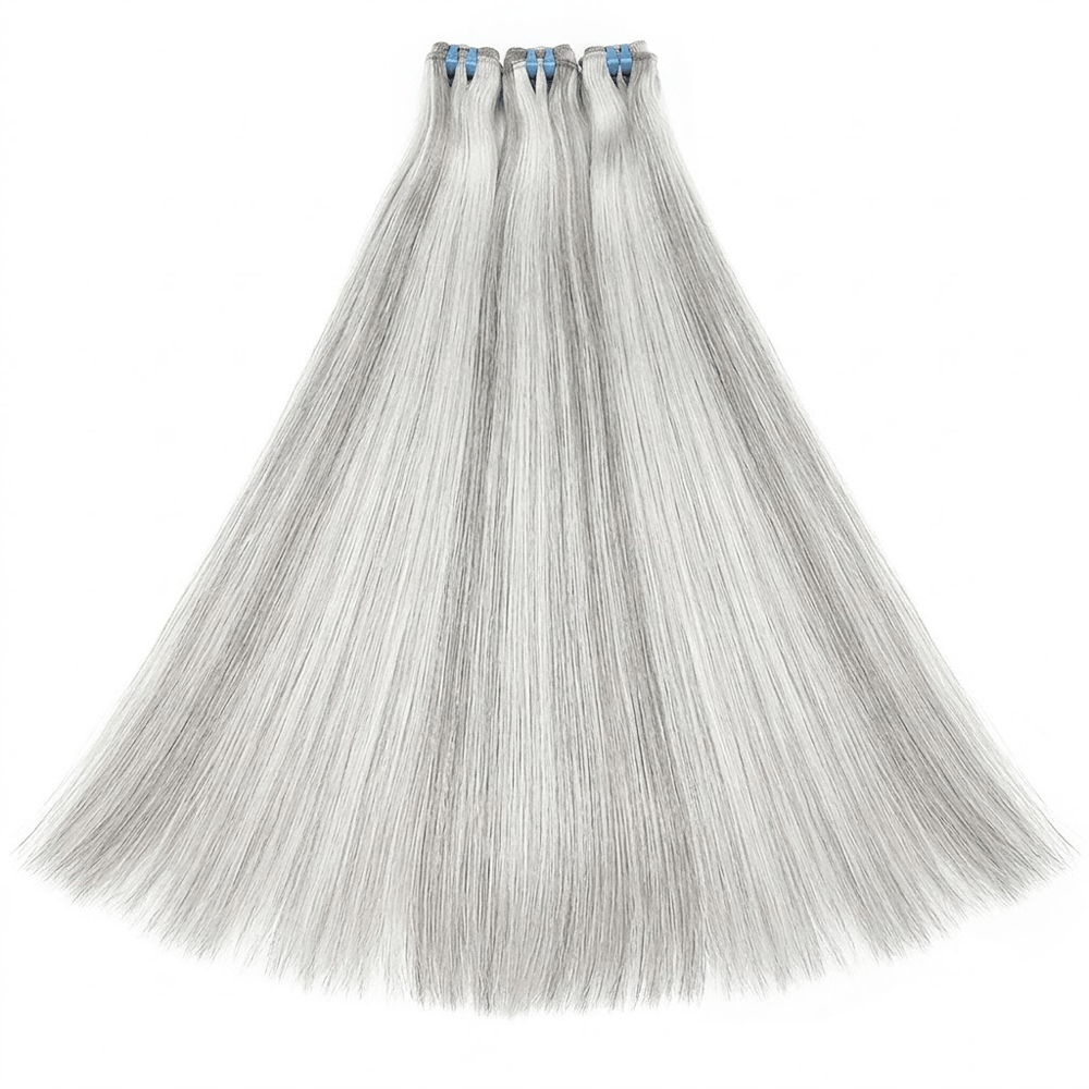 Hair Weft Luxury Natural Straight — 100% Virgin Human Hair Extensions Charcoal Grey LINKTOWIG