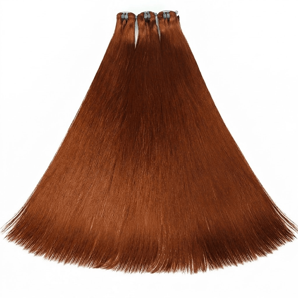 Hair Weft Luxury Natural Straight — 100% Virgin Human Hair Extensions Copper Orange LINKTOWIG