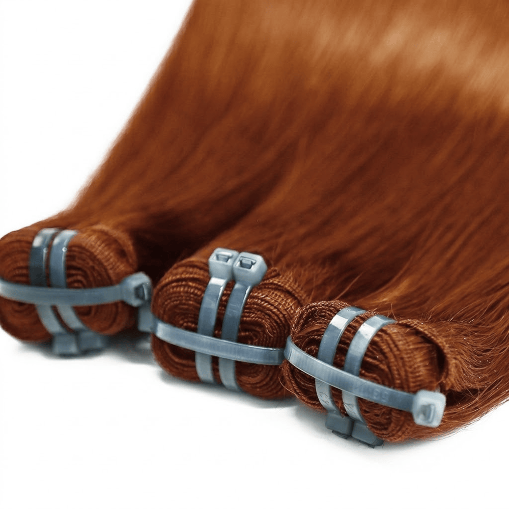 Hair Weft Luxury Natural Straight — 100% Virgin Human Hair Extensions Copper Orange LINKTOWIG