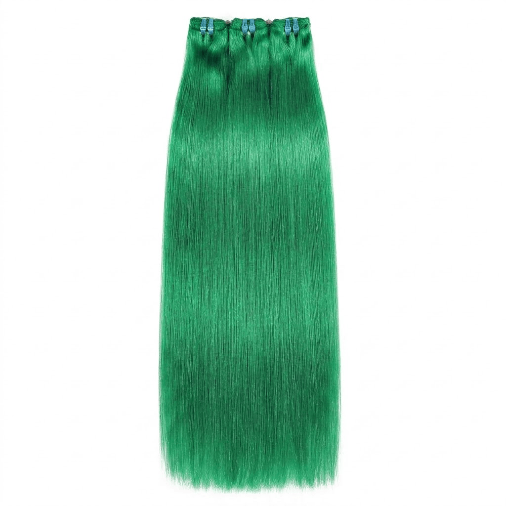Hair Weft Luxury Natural Straight — 100% Virgin Human Hair Extensions Dark Emerald Green LINKTOWIG