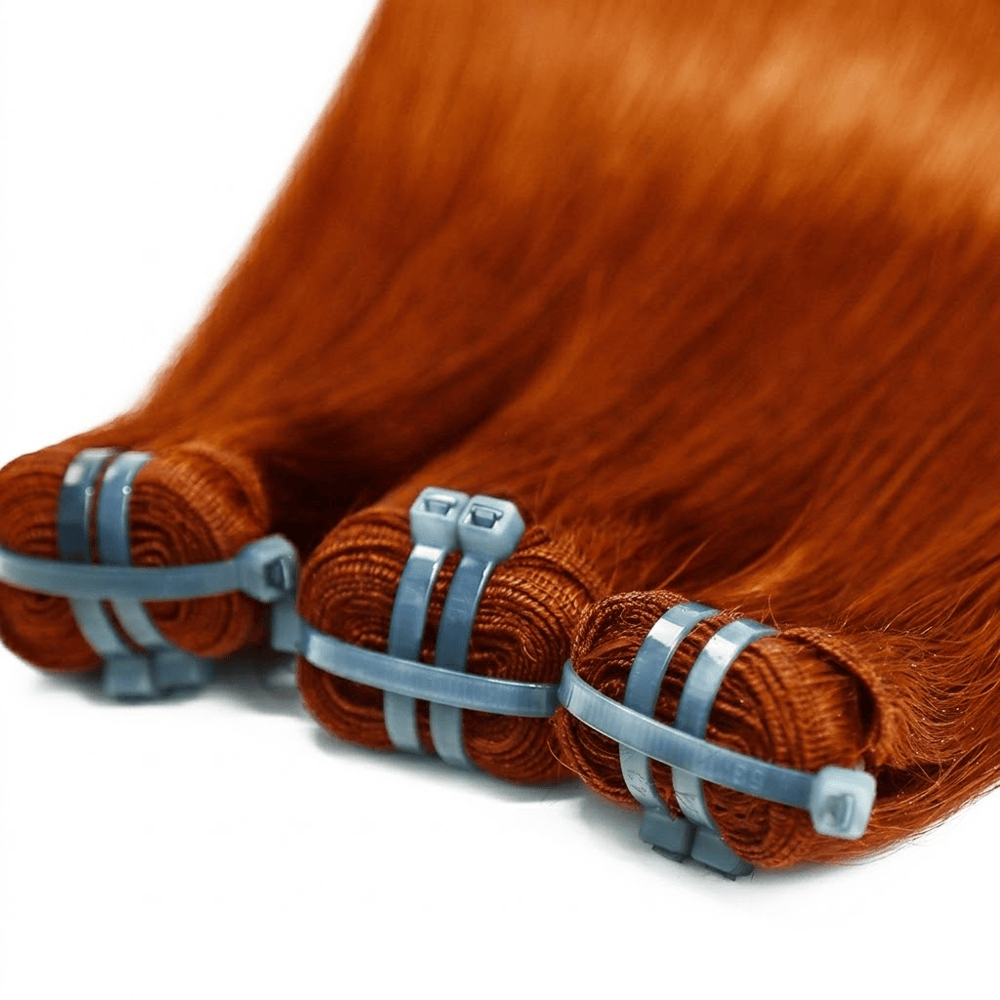 Hair Weft Luxury Natural Straight — 100% Virgin Human Hair Extensions Ginger Orange LINKTOWIG