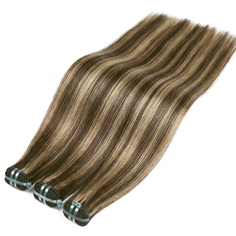 Hair Weft Luxury Natural Straight — 100% Virgin Human Hair Extensions Honey Brown LINKTOWIG