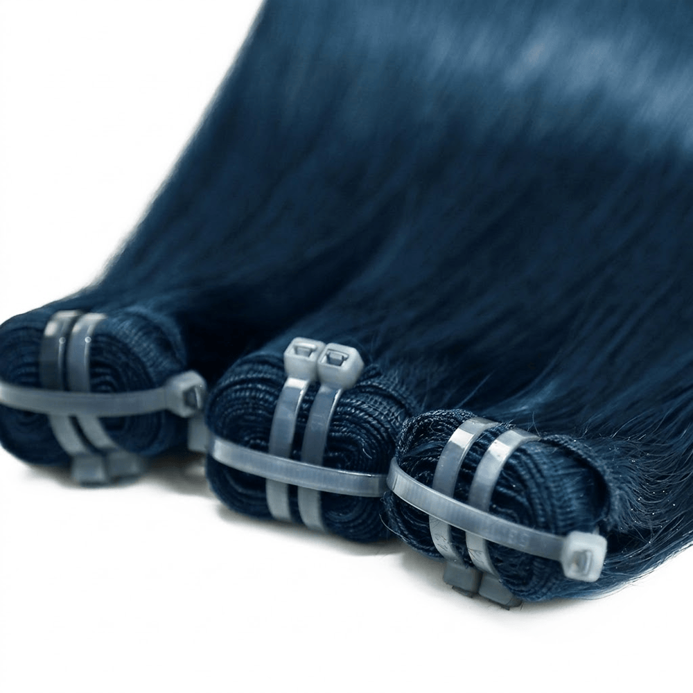 Hair Weft Luxury Natural Straight — 100% Virgin Human Hair Extensions Midnight Blue LINKTOWIG