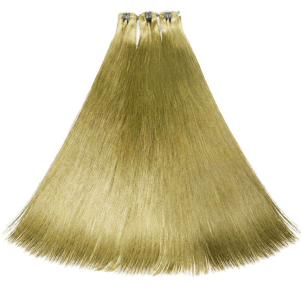 Hair Weft Luxury Natural Straight — 100% Virgin Human Hair Extensions Olive Green Blonde LINKTOWIG