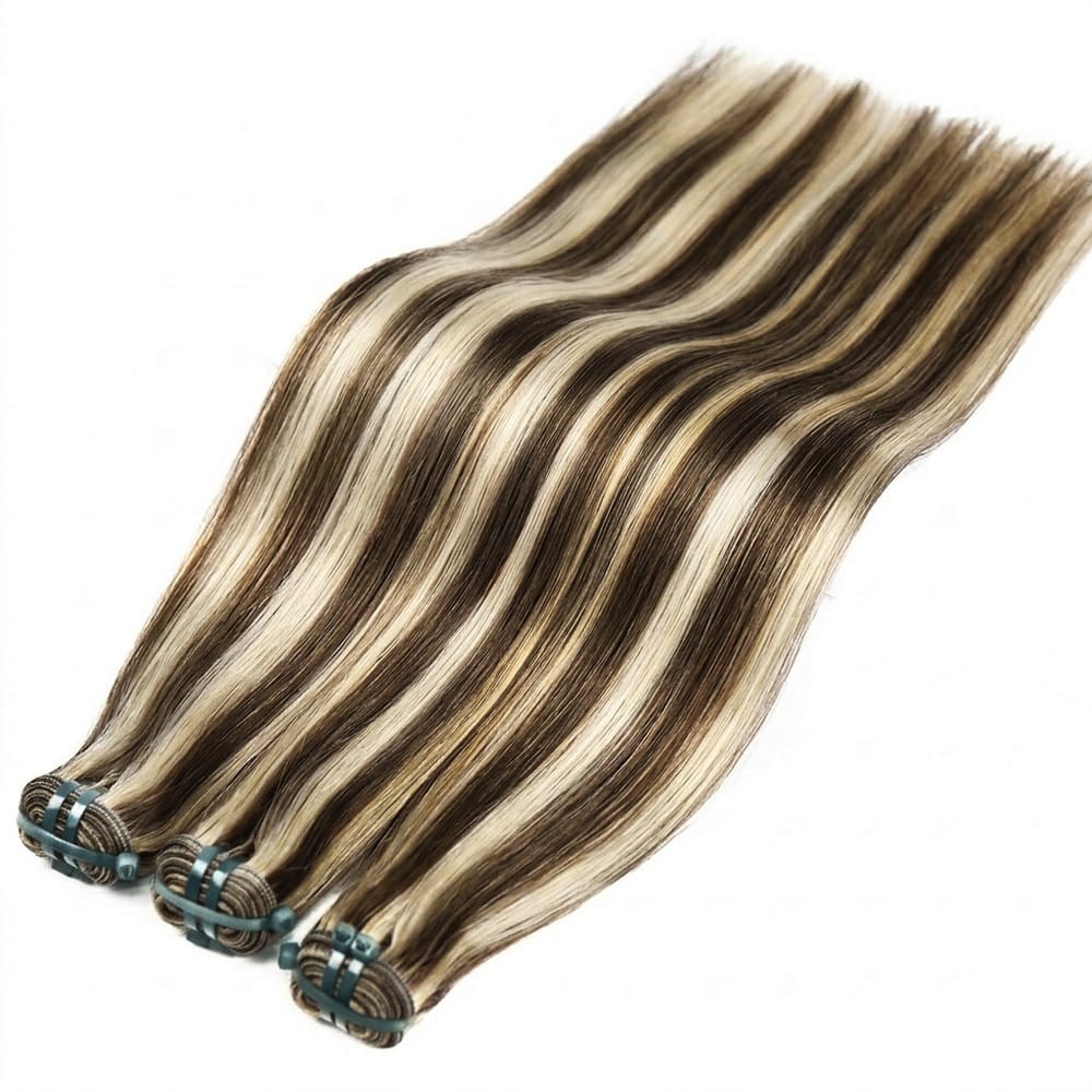 Hair Weft Luxury Natural Straight — 100% Virgin Human Hair Extensions Piano Highlight Silver Grey LINKTOWIG