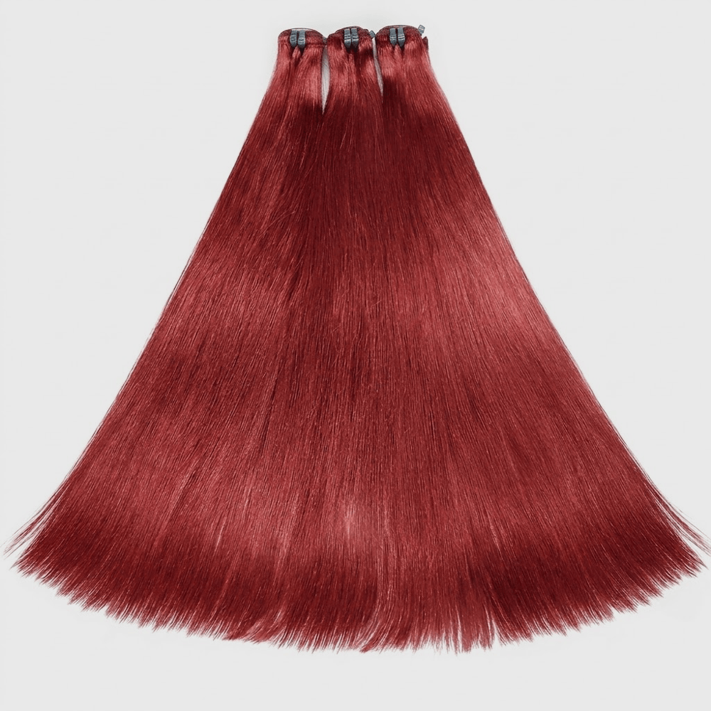 Hair Weft Luxury Natural Straight — 100% Virgin Human Hair Extensions Ruby Red LINKTOWIG