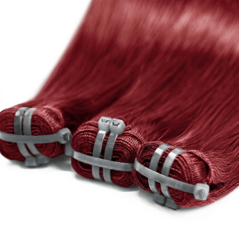 Hair Weft Luxury Natural Straight — 100% Virgin Human Hair Extensions Ruby Red LINKTOWIG