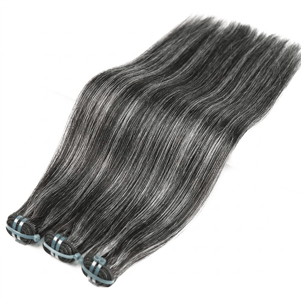 Hair Weft Luxury Natural Straight — 100% Virgin Human Hair Extensions Silver Grey LINKTOWIG