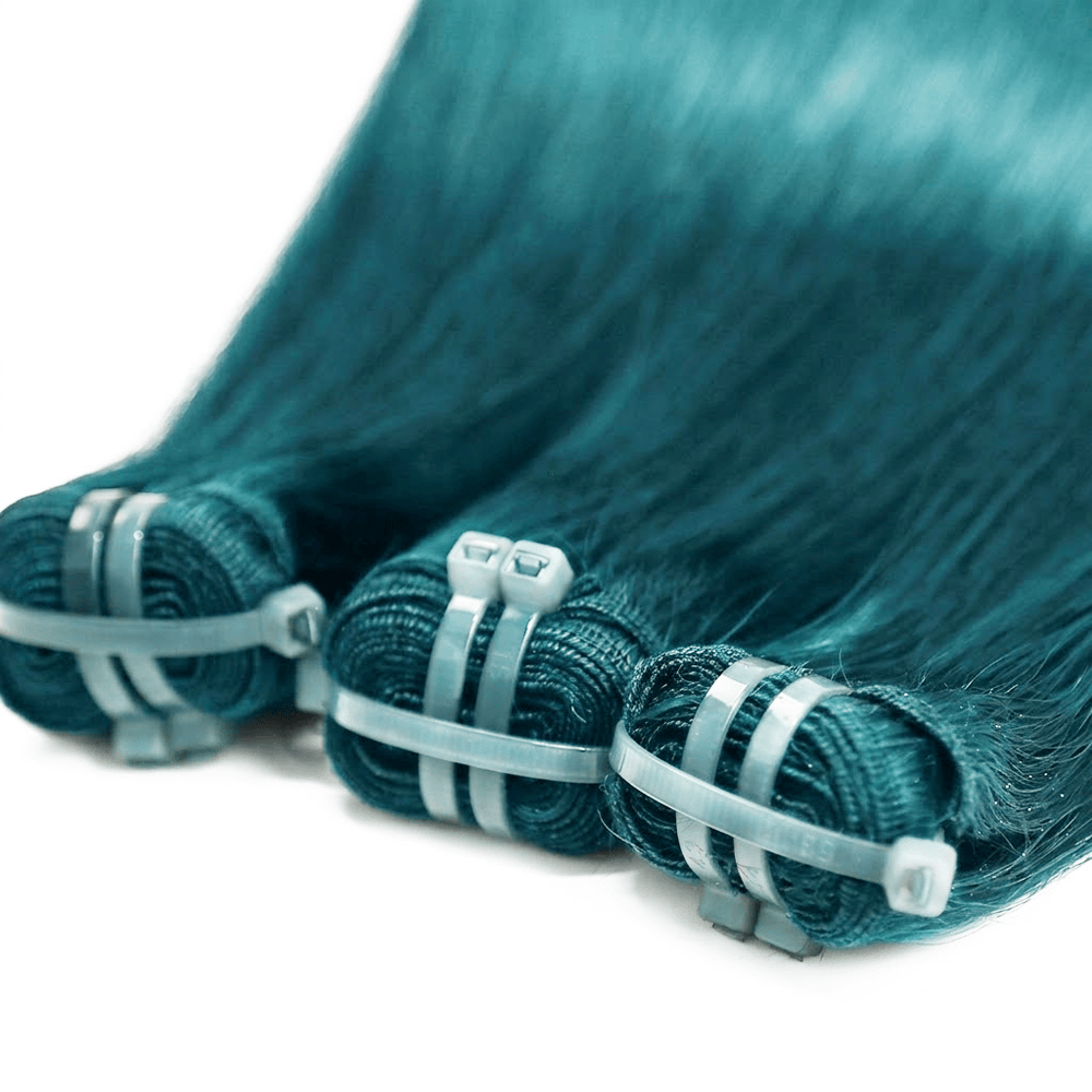 Hair Weft Luxury Natural Straight — 100% Virgin Human Hair Extensions Teal Green LINKTOWIG