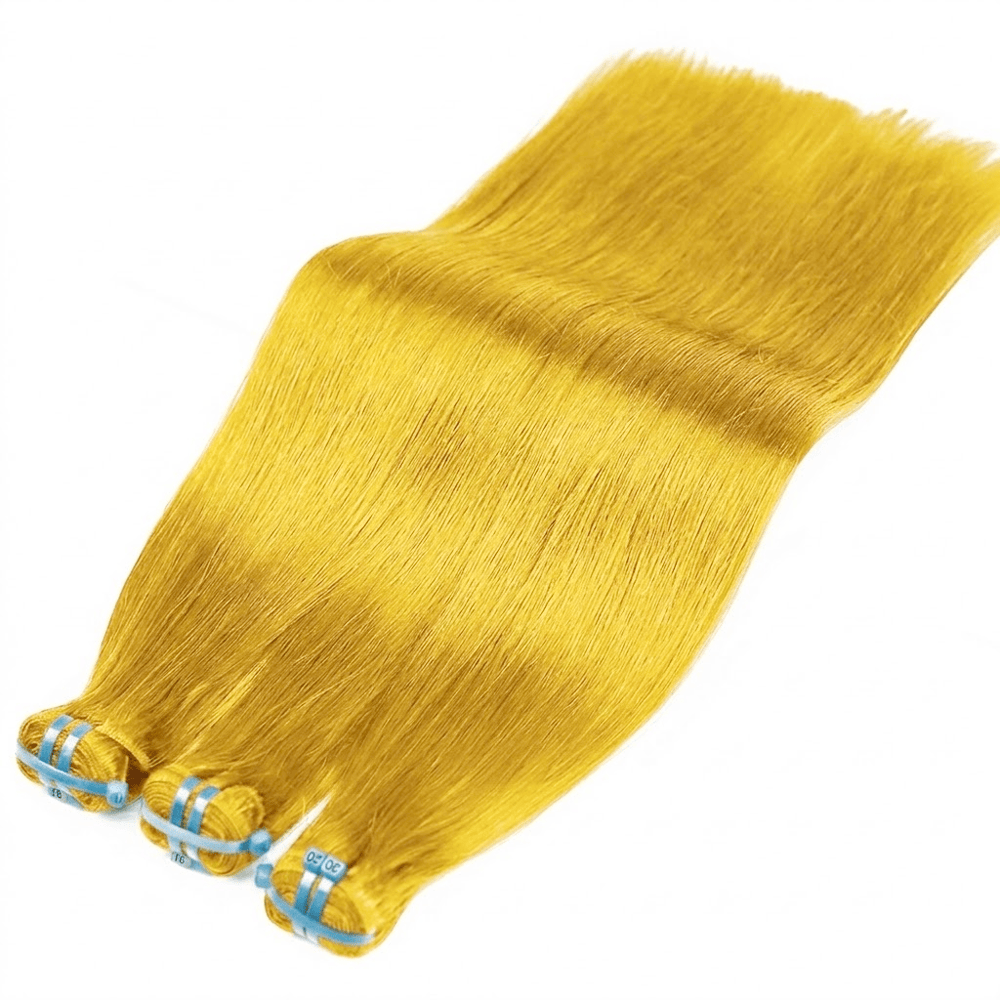 Hair Weft Luxury Natural Straight — 100% Virgin Human Hair Extensions Yellow LINKTOWIG