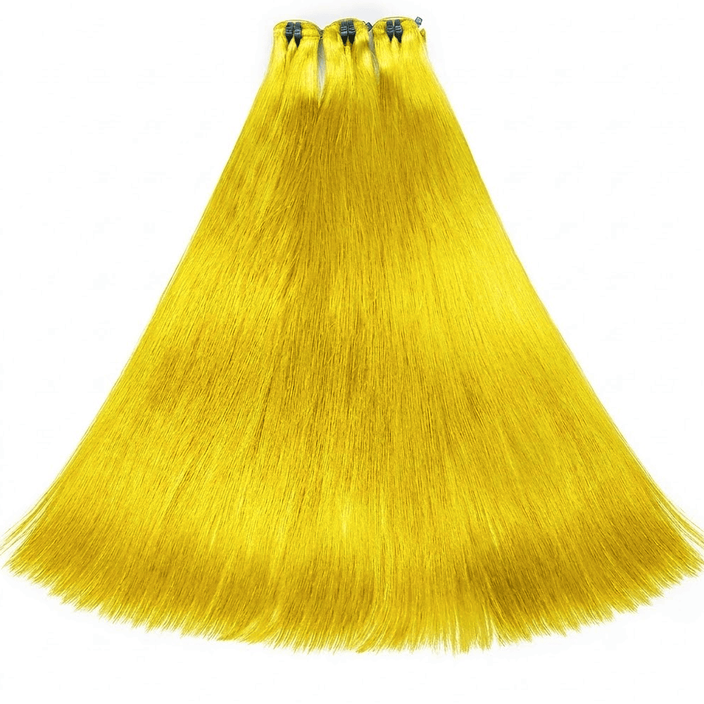 Hair Weft Luxury Natural Straight — 100% Virgin Human Hair Extensions Yellow LINKTOWIG