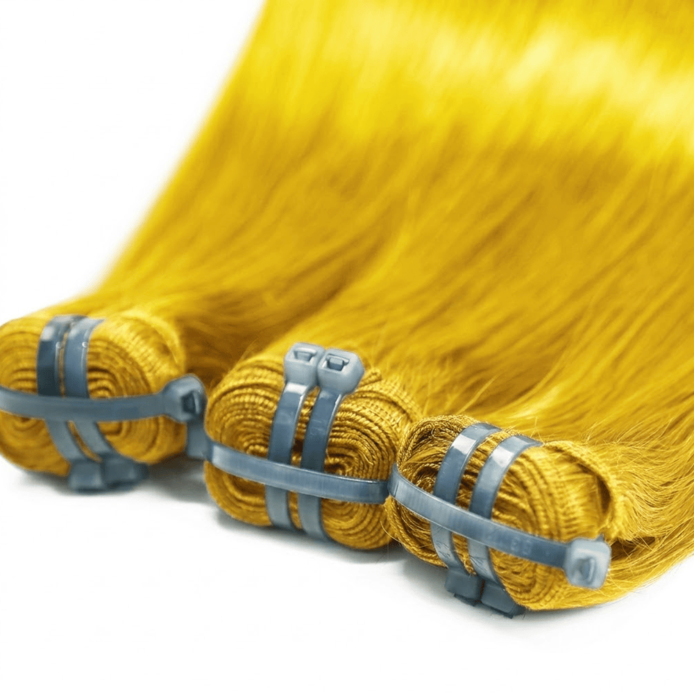 Hair Weft Luxury Natural Straight — 100% Virgin Human Hair Extensions Yellow LINKTOWIG