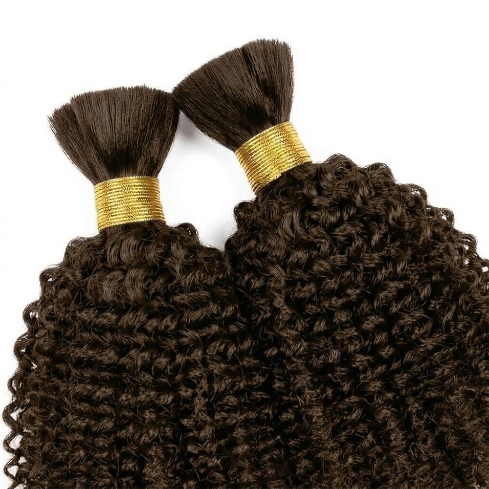 Kinky Curly 100% Raw Virgin Human Hair Bundles - (No Weft) Bulk Hair 3 Bundles / aramel Balayage Highlights LINKTOWIG
