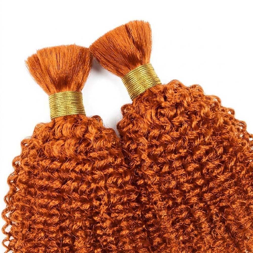 Kinky Curly 100% Raw Virgin Human Hair Bundles - (No Weft) Bulk Hair 3 Bundles / Ginger Orange LINKTOWIG