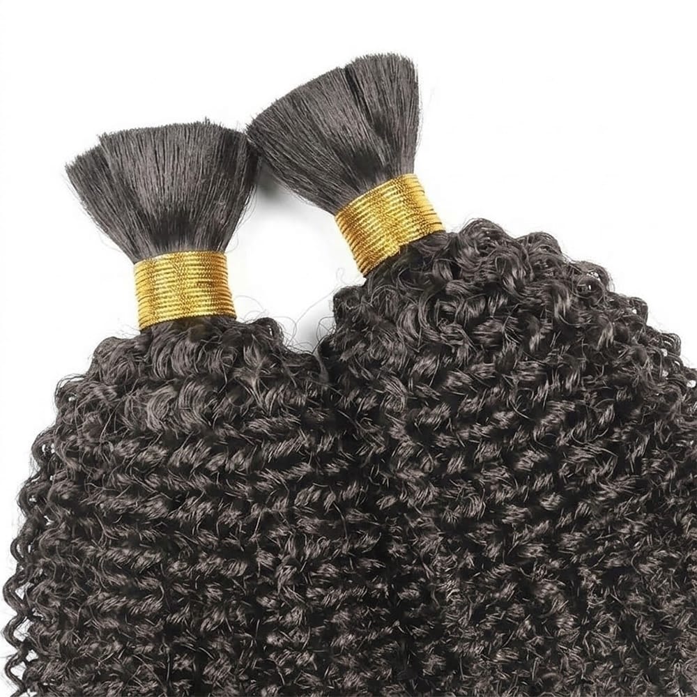 Kinky Curly 100% Raw Virgin Human Hair Bundles - (No Weft) Bulk Hair 3 Bundles / Silver Grey LINKTOWIG