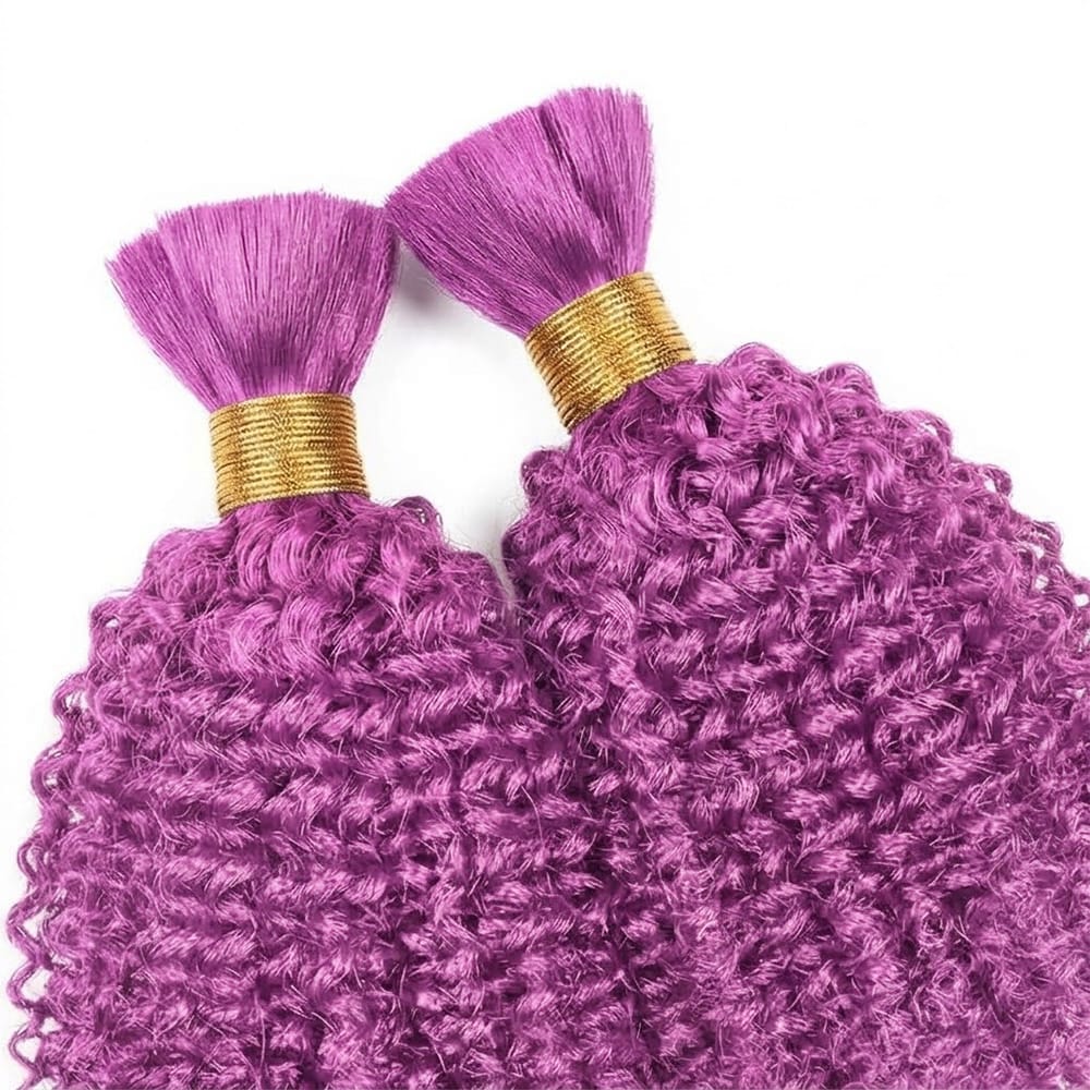 Kinky Curly 100% Raw Virgin Human Hair Bundles - (No Weft) Bulk Hair 3 Bundles / Violet Purple LINKTOWIG