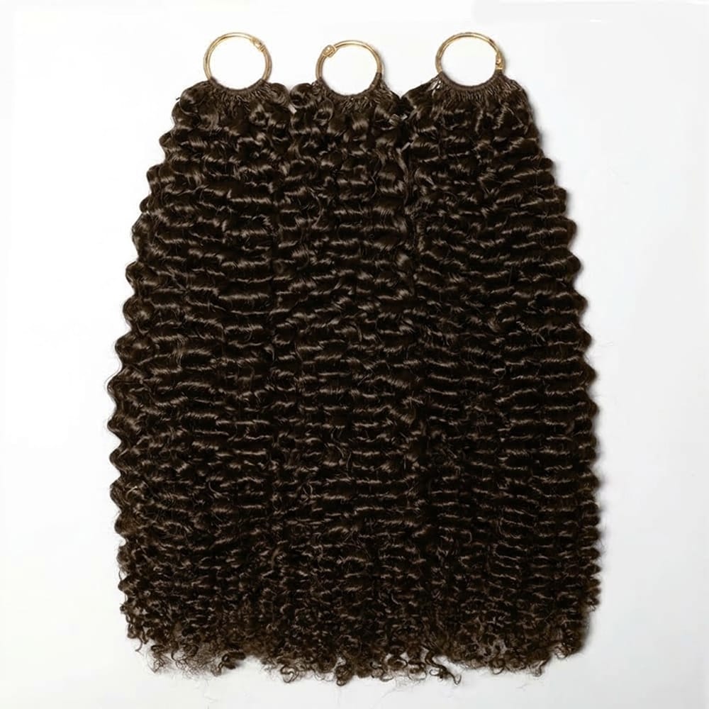 Kinky Curly Hair Bundles / Feather Hair Extensions — 100% Virgin Human Hair / aramel Balayage Highlights LINKTOWIG