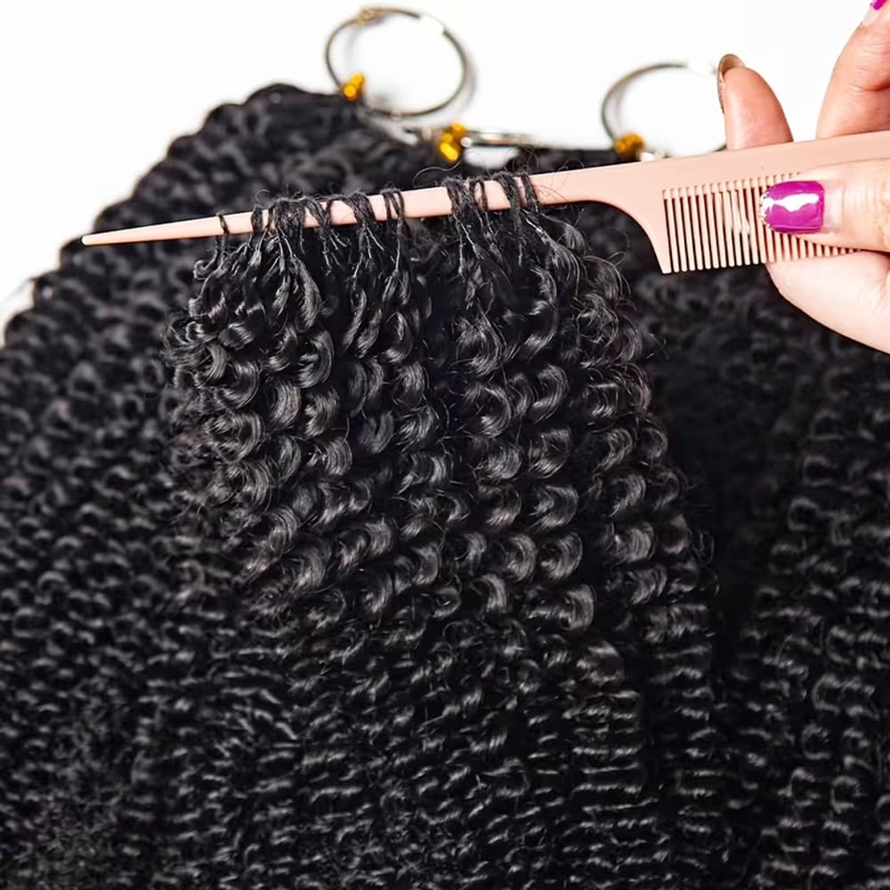 Kinky Curly Hair Bundles / Feather Hair Extensions — 100% Virgin Human Hair / Black LINKTOWIG