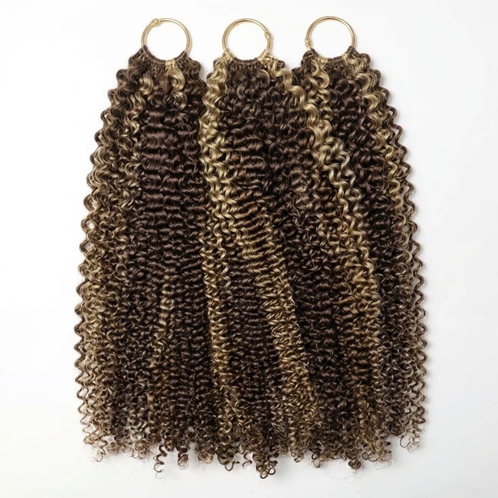 Kinky Curly Hair Bundles / Feather Hair Extensions — 100% Virgin Human Hair / Chocolate Brown LINKTOWIG