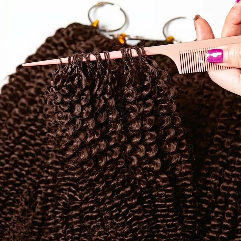 Kinky Curly Hair Bundles / Feather Hair Extensions — 100% Virgin Human Hair / Espresso Brown LINKTOWIG