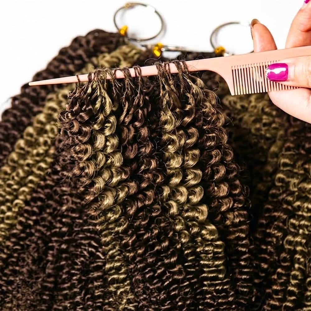 Kinky Curly Hair Bundles / Feather Hair Extensions — 100% Virgin Human Hair / Honey Blonde Highlights LINKTOWIG