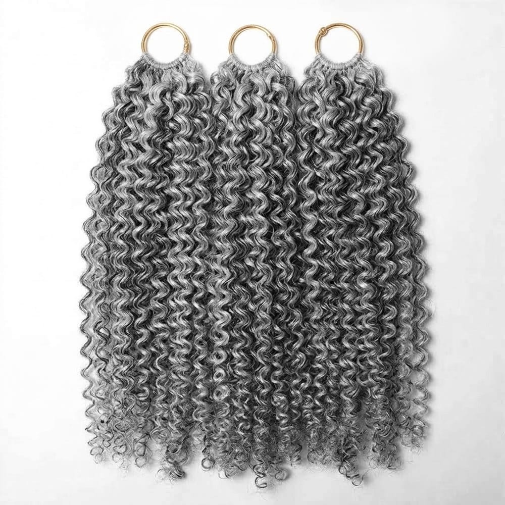 Kinky Curly Hair Bundles / Feather Hair Extensions — 100% Virgin Human Hair / Silver Grey LINKTOWIG