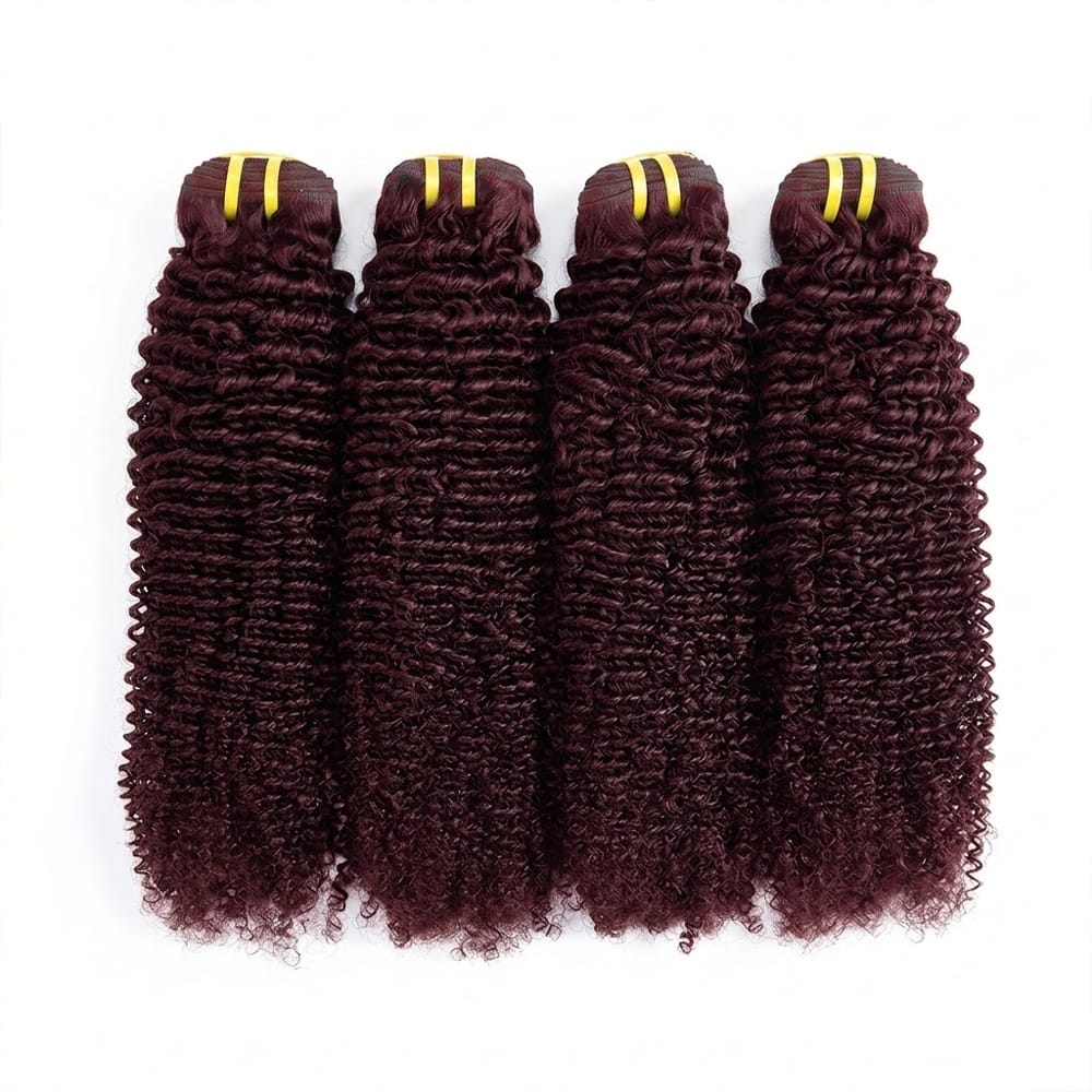 Kinky Curly Luxury Natural Hair Weft – 100% Virgin Human Hair / Wig Burgundy LINKTOWIG