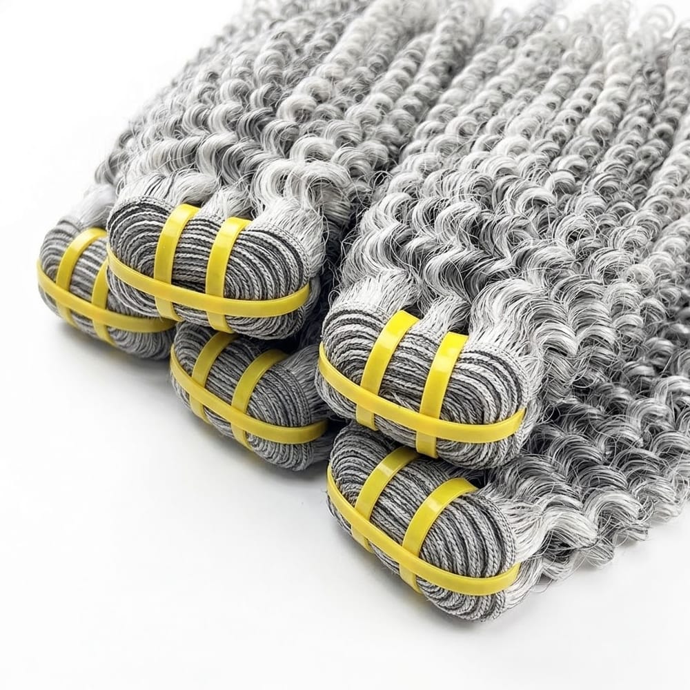 Kinky Curly Luxury Natural Hair Weft – 100% Virgin Human Hair / Wig Charcoal Grey LINKTOWIG