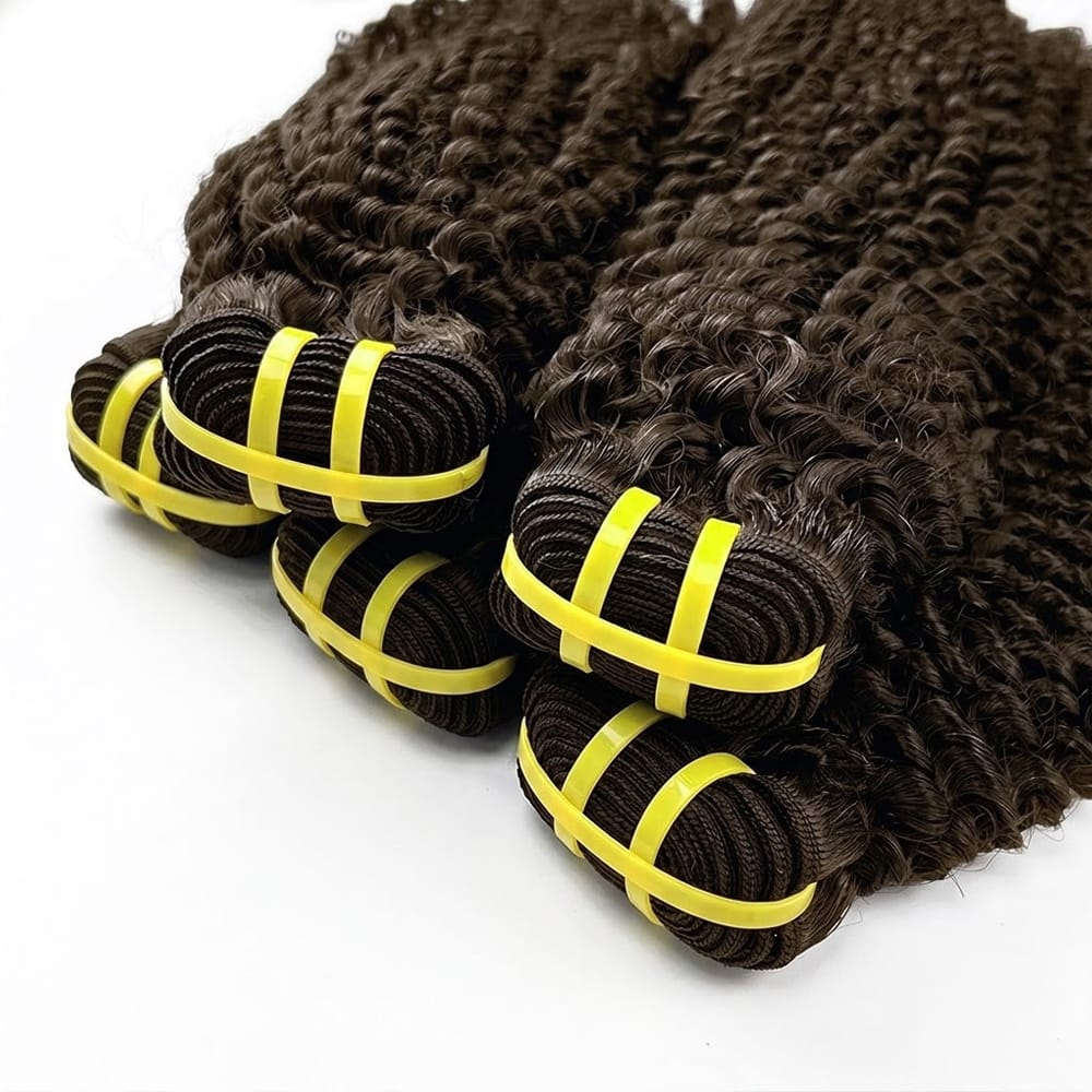 Kinky Curly Luxury Natural Hair Weft – 100% Virgin Human Hair / Wig Chocolate Brown LINKTOWIG