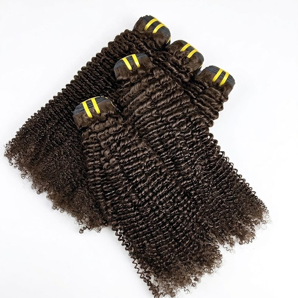 Kinky Curly Luxury Natural Hair Weft – 100% Virgin Human Hair / Wig Chocolate Brown LINKTOWIG