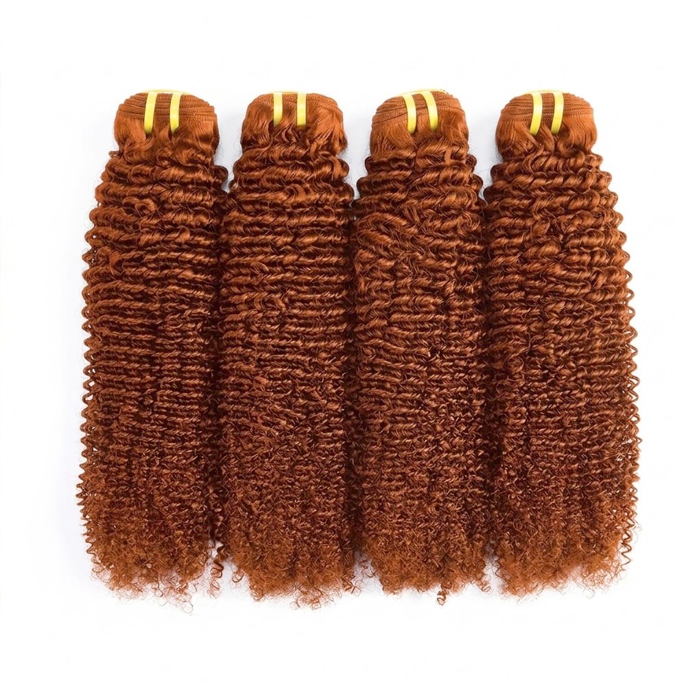 Kinky Curly Luxury Natural Hair Weft – 100% Virgin Human Hair / Wig Copper Orange LINKTOWIG