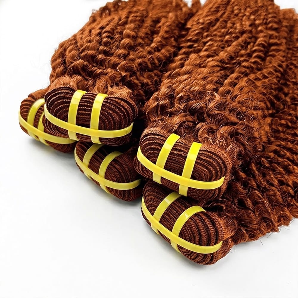 Kinky Curly Luxury Natural Hair Weft – 100% Virgin Human Hair / Wig Copper Orange LINKTOWIG