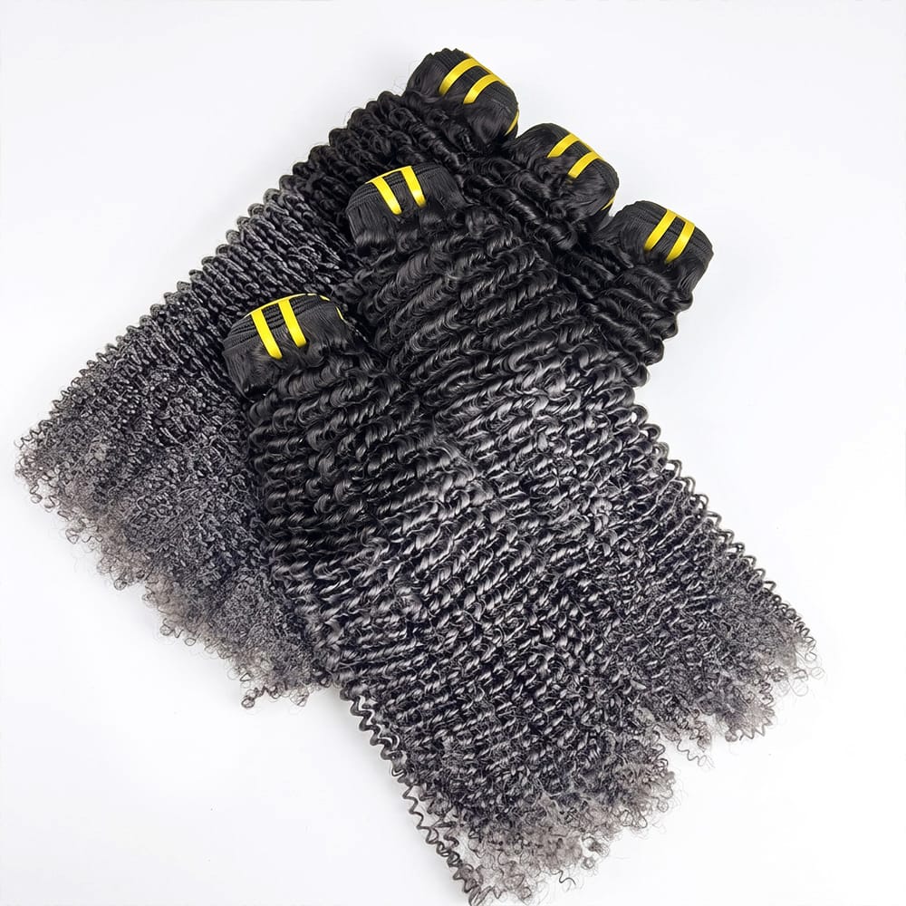 Kinky Curly Luxury Natural Hair Weft – 100% Virgin Human Hair / Wig Dark Roots LINKTOWIG