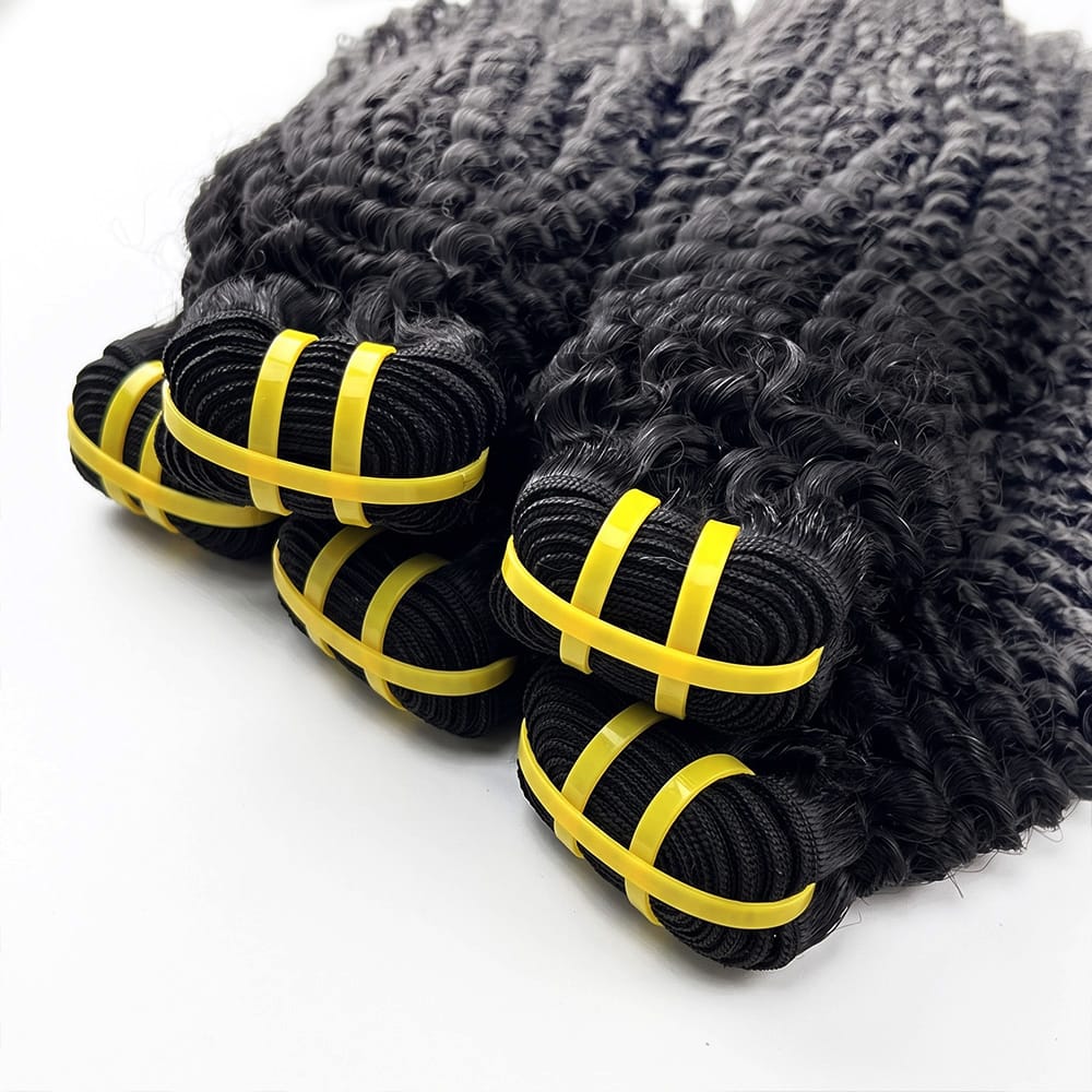 Kinky Curly Luxury Natural Hair Weft – 100% Virgin Human Hair / Wig Dark Roots LINKTOWIG