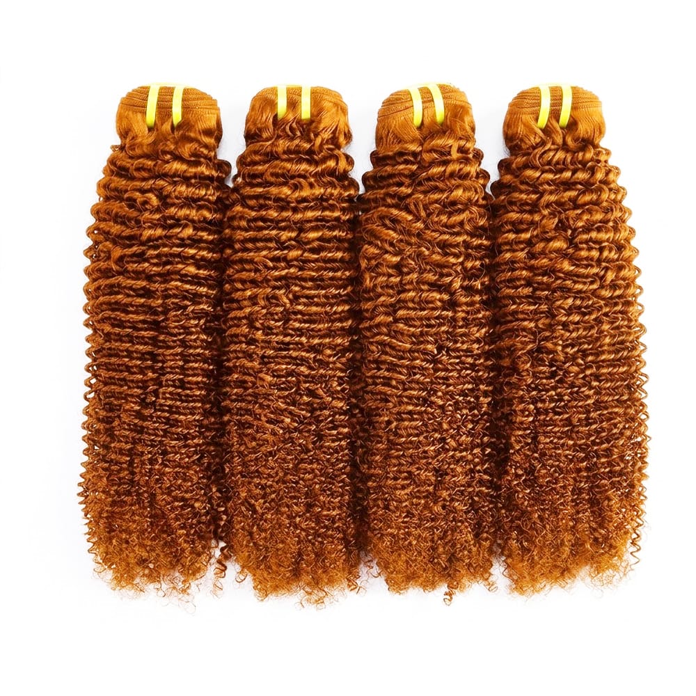 Kinky Curly Luxury Natural Hair Weft – 100% Virgin Human Hair / Wig Ginger Orange LINKTOWIG