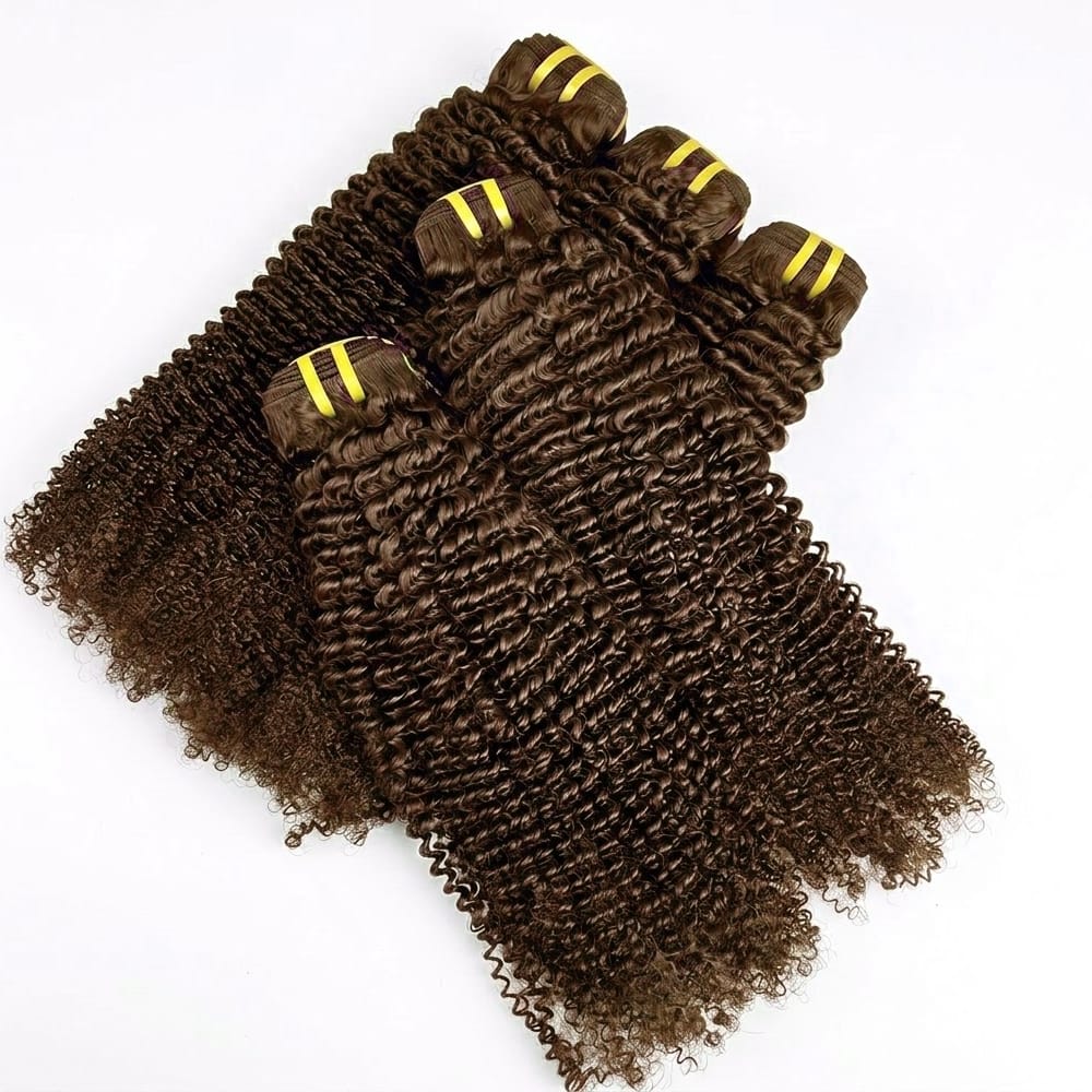 Kinky Curly Luxury Natural Hair Weft – 100% Virgin Human Hair / Wig Honey Brown LINKTOWIG
