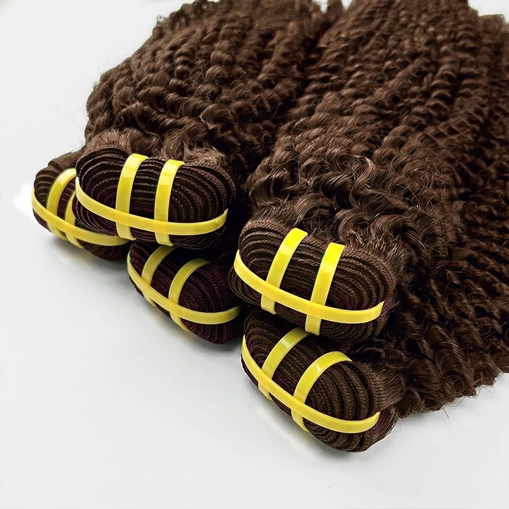 Kinky Curly Luxury Natural Hair Weft – 100% Virgin Human Hair / Wig Honey Brown LINKTOWIG