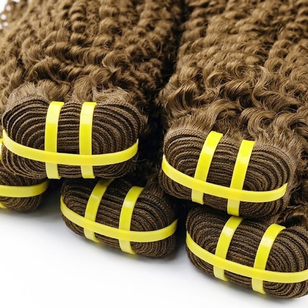 Kinky Curly Luxury Natural Hair Weft – 100% Virgin Human Hair / Wig Medium Chestnut Brown LINKTOWIG