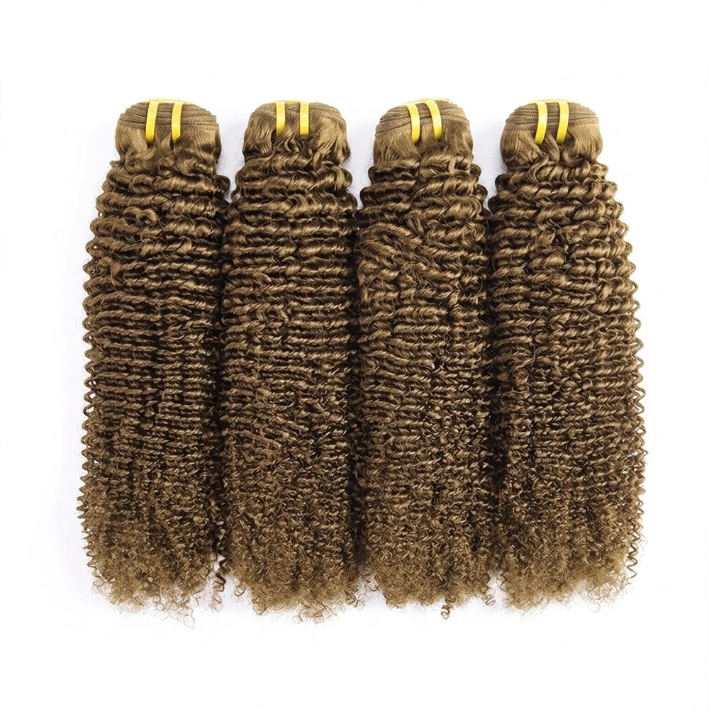 Kinky Curly Luxury Natural Hair Weft – 100% Virgin Human Hair / Wig Medium Chestnut Brown LINKTOWIG