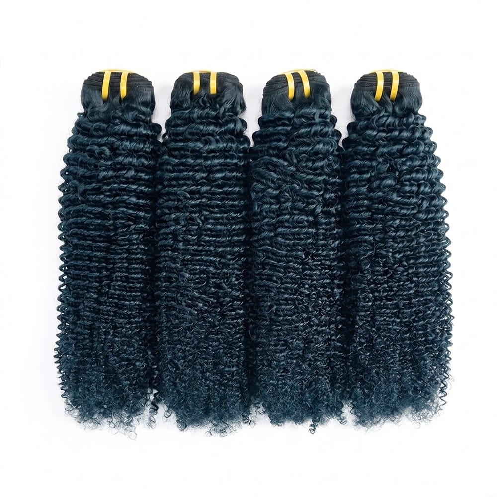Kinky Curly Luxury Natural Hair Weft – 100% Virgin Human Hair / Wig Midnight Blue LINKTOWIG