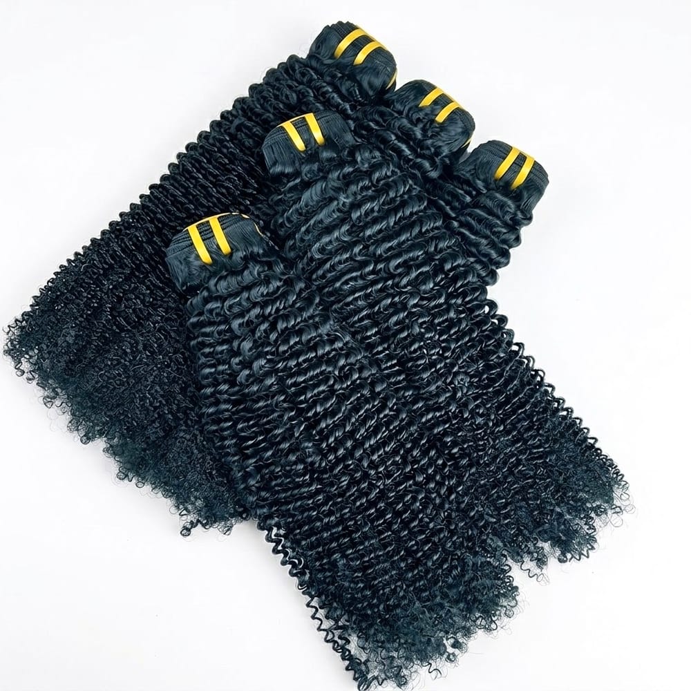 Kinky Curly Luxury Natural Hair Weft – 100% Virgin Human Hair / Wig Midnight Blue LINKTOWIG