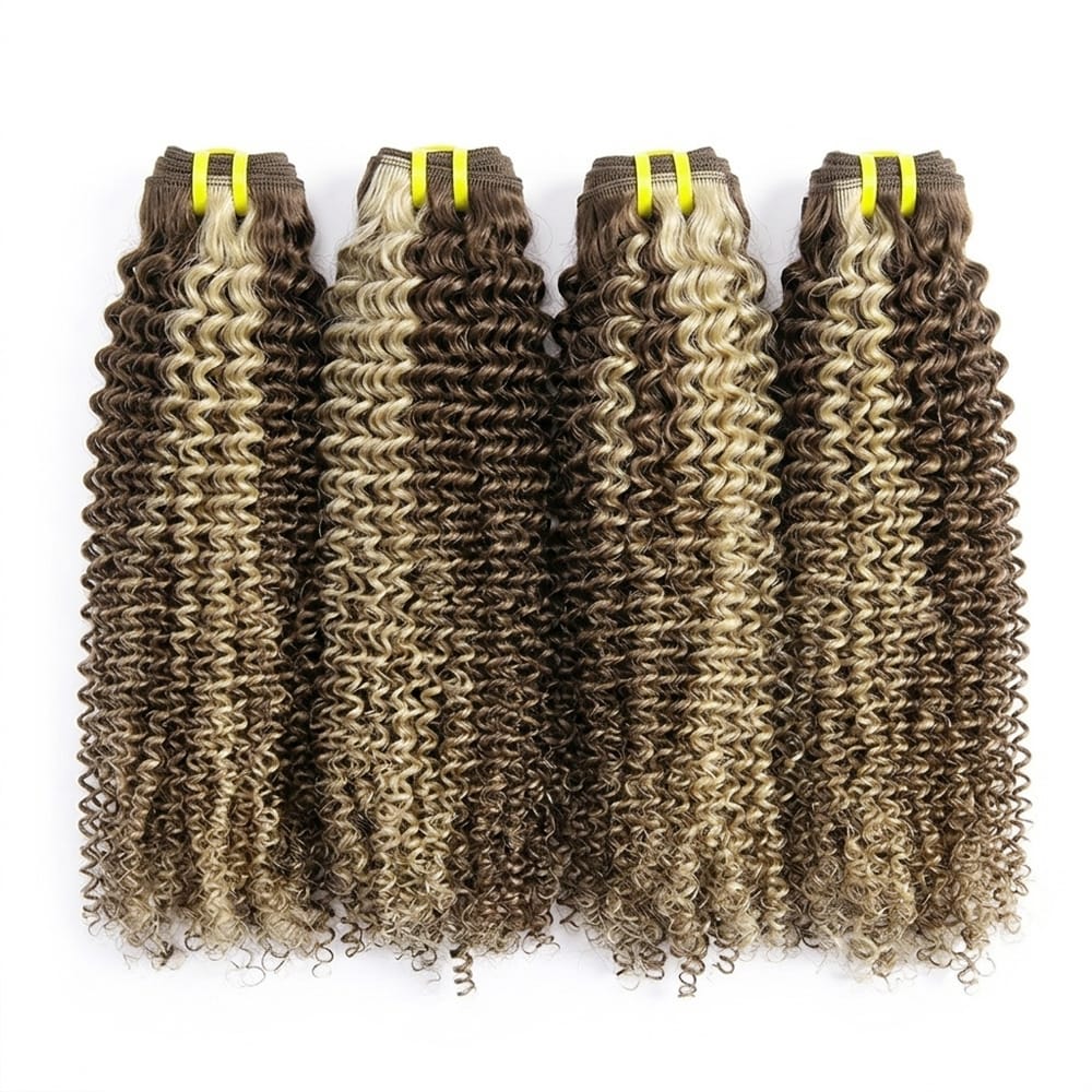 Kinky Curly Luxury Natural Hair Weft – 100% Virgin Human Hair / Wig Piano Highlight Silver Grey LINKTOWIG