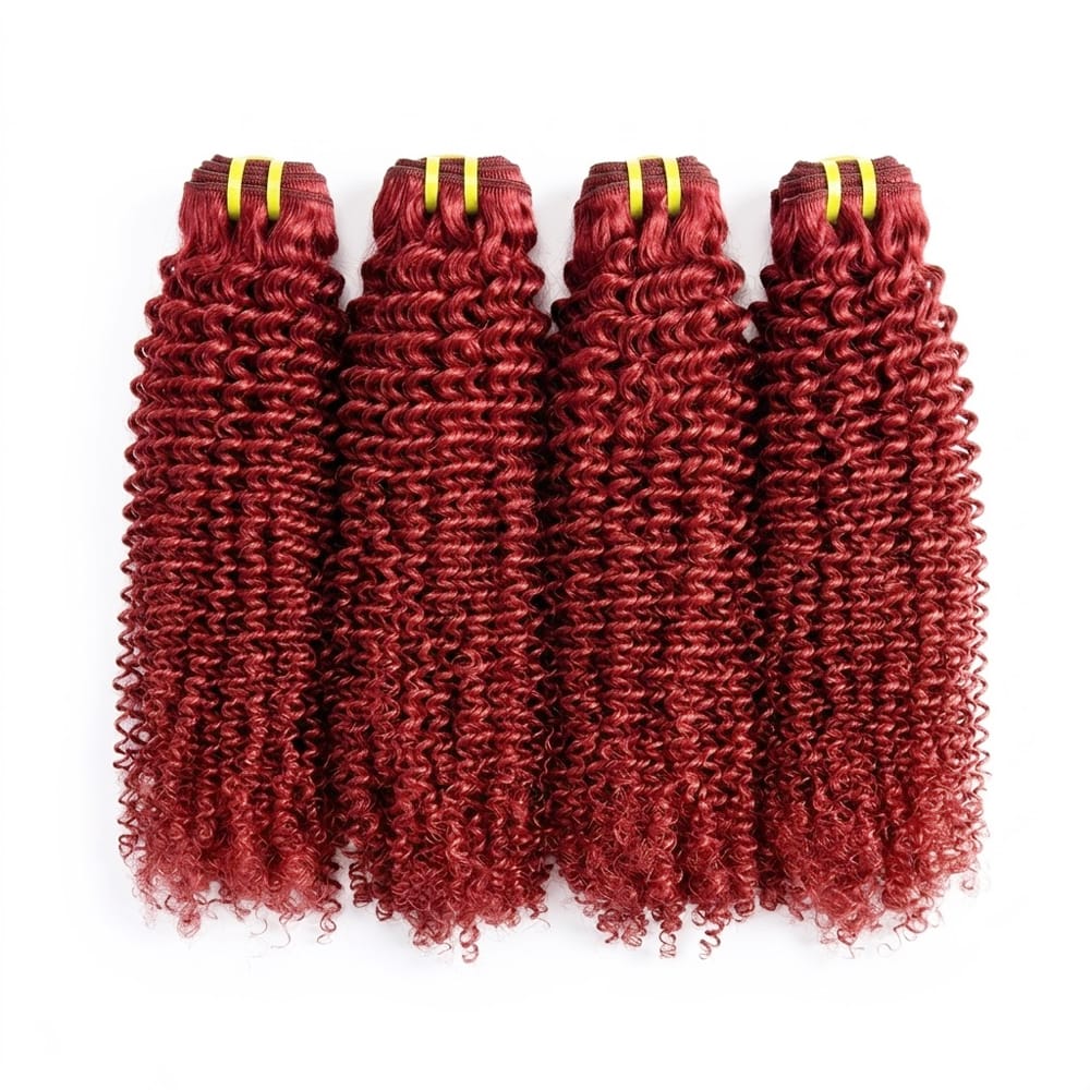 Kinky Curly Luxury Natural Hair Weft – 100% Virgin Human Hair / Wig Ruby Red LINKTOWIG