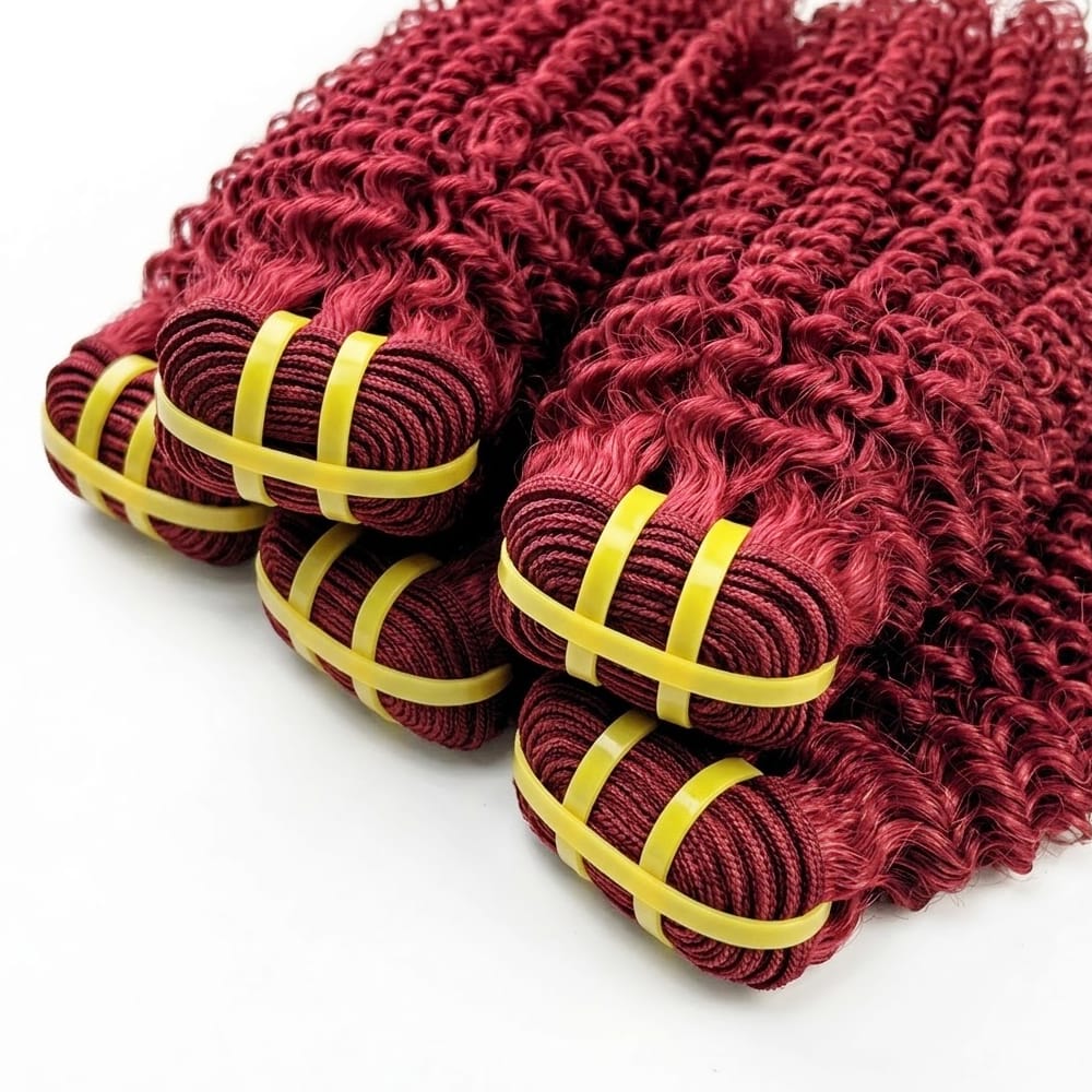 Kinky Curly Luxury Natural Hair Weft – 100% Virgin Human Hair / Wig Ruby Red LINKTOWIG
