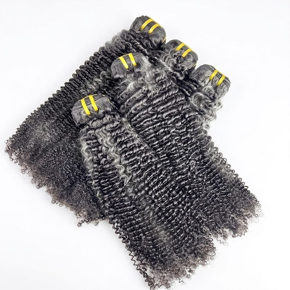Kinky Curly Luxury Natural Hair Weft – 100% Virgin Human Hair / Wig Silver Grey LINKTOWIG