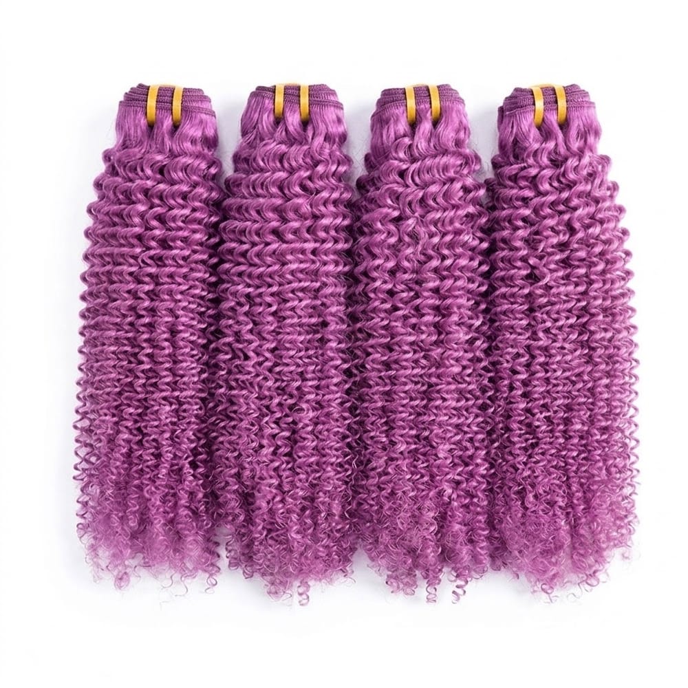 Kinky Curly Luxury Natural Hair Weft – 100% Virgin Human Hair / Wig Violet Purple LINKTOWIG