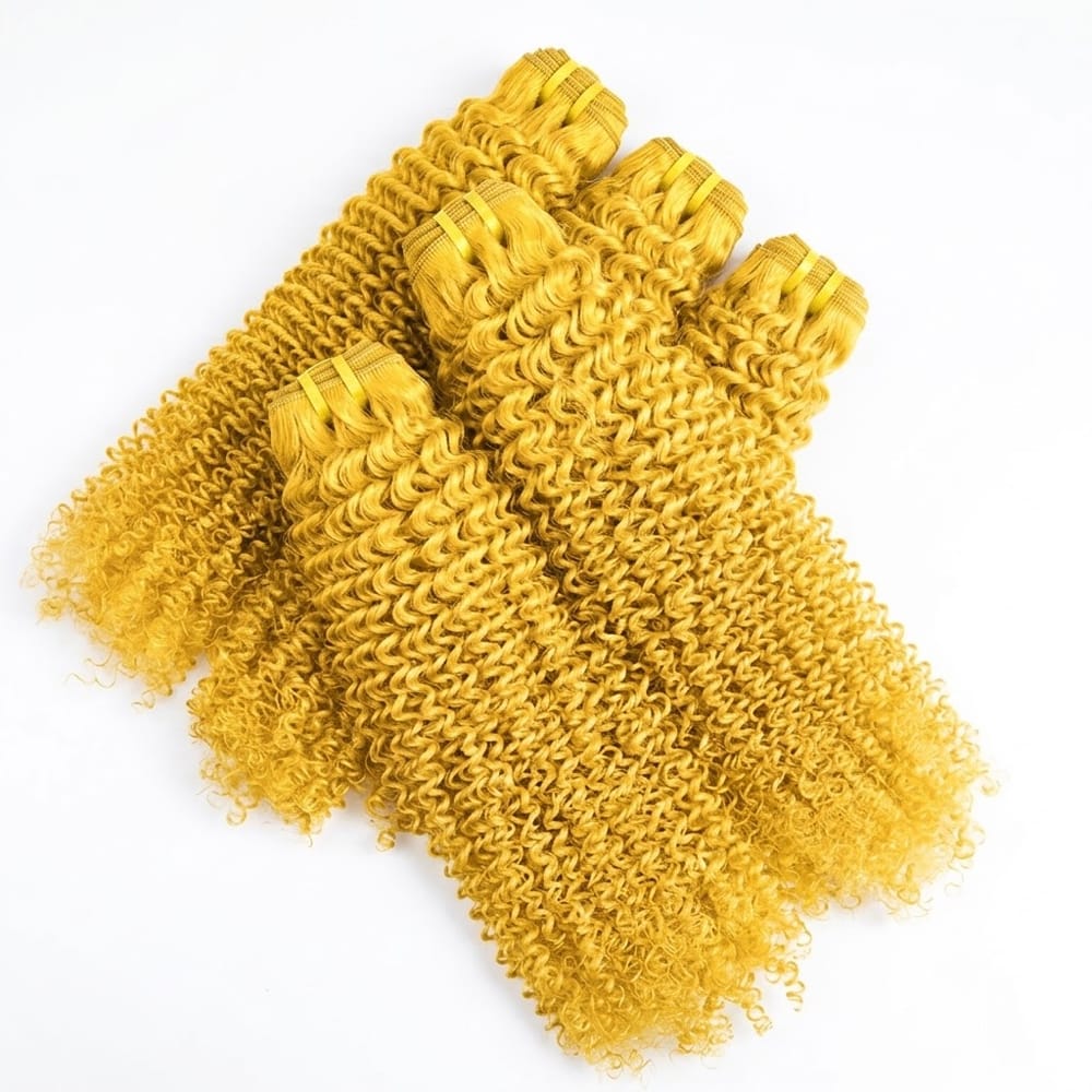 Kinky Curly Luxury Natural Hair Weft – 100% Virgin Human Hair / Wig Yellow LINKTOWIG