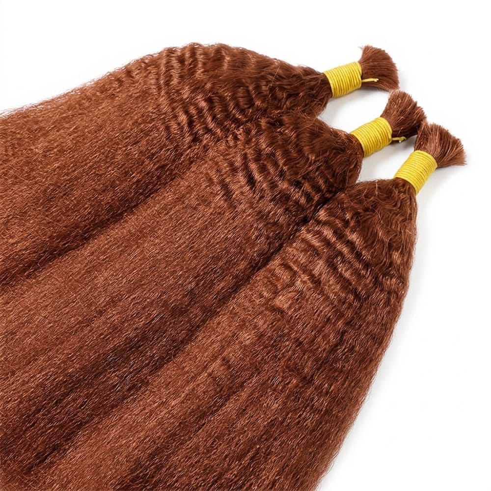 Kinky Stragiht 100% Raw Virgin Human Hair Bundles - (No Weft) Bulk Hair / Copper Orange LINKTOWIG