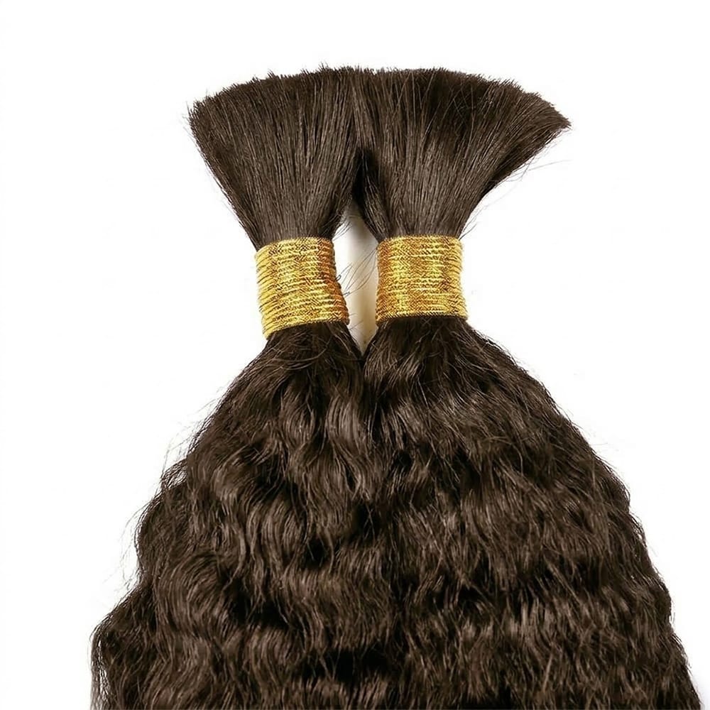 Kinky Stragiht 100% Raw Virgin Human Hair Bundles - (No Weft) Bulk Hair / Dark Roots LINKTOWIG