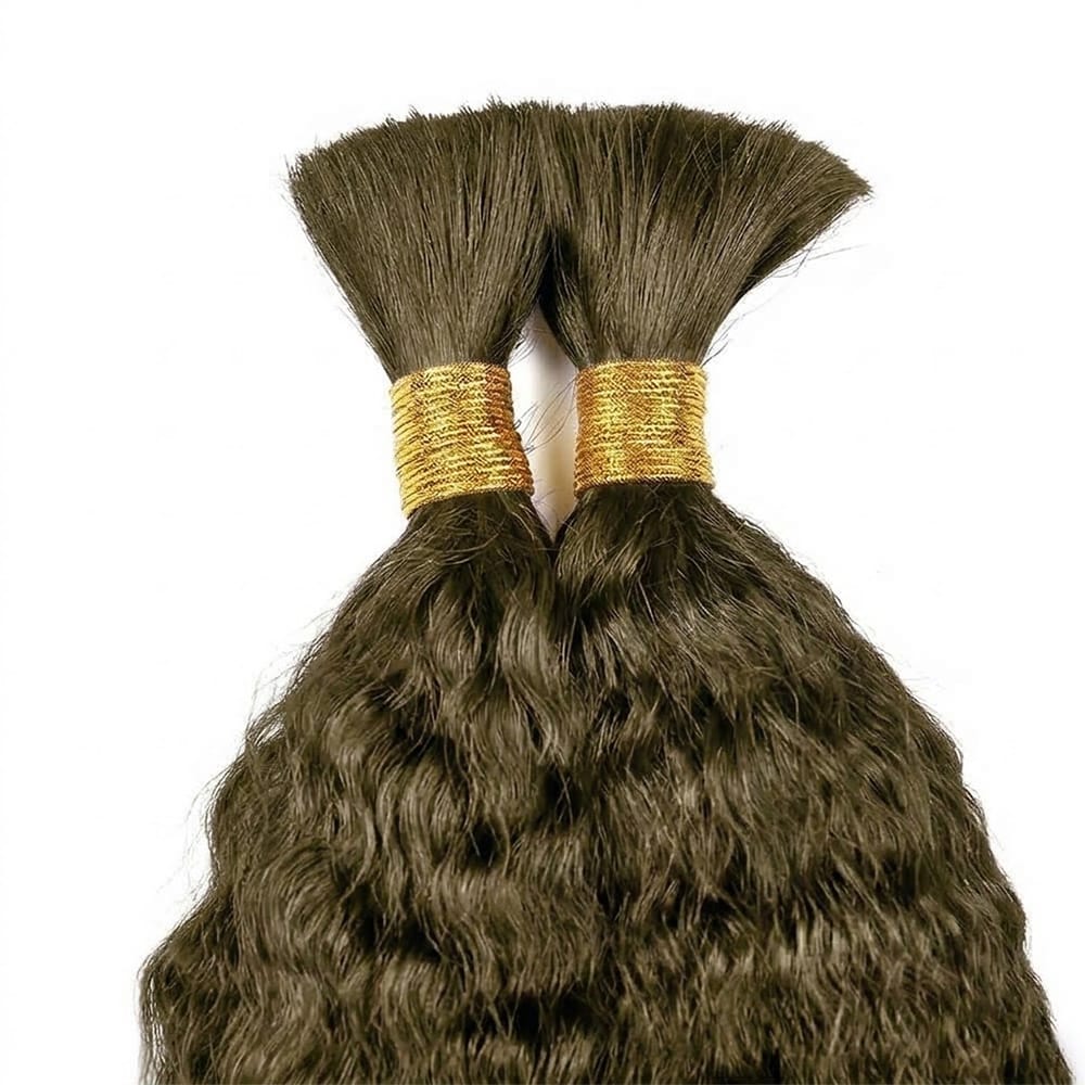 Kinky Stragiht 100% Raw Virgin Human Hair Bundles - (No Weft) Bulk Hair / Medium Chestnut Brown LINKTOWIG